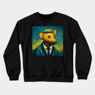 funny rat portrait van gogh style Crewneck Sweatshirt